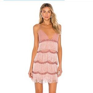 NBD Carter Fringe Mini Dress Pink Embellished sequin party Revolve Sz M $368